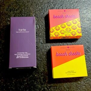 TARTE Amazonian clay foundation and cream blushes